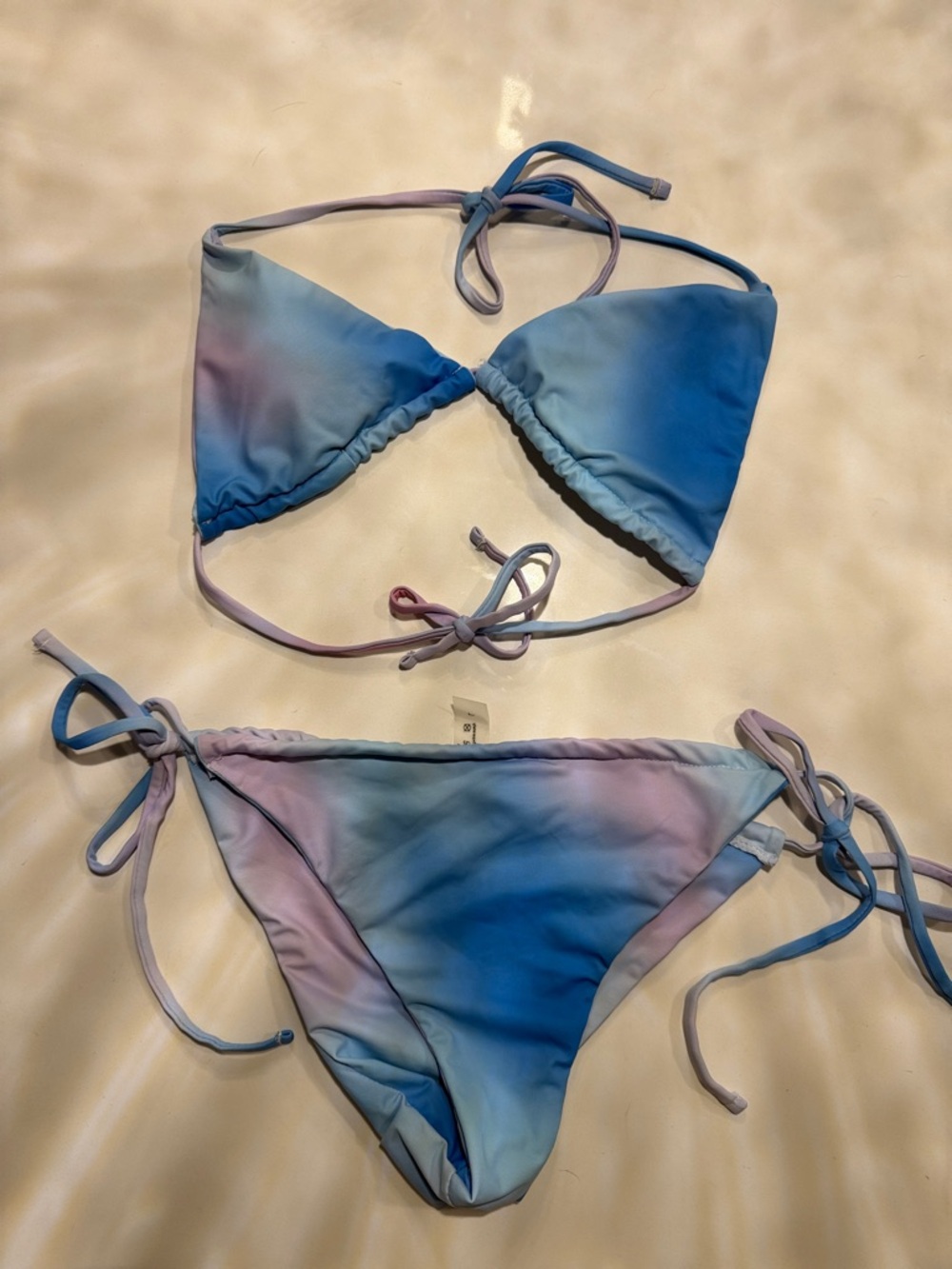 Tie-Side Ombre Triangle Bikini — Blue & Lavender